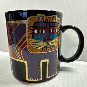 Laurel Burch Gold Lion Black Gold Coffee Mug Cup New without box. Big Cat Black